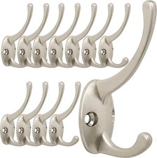 12 Pack Silver Coat Hooks Wall Mounted with 24 Screws Retro Double Hooks Uti...