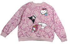 Hello Kitty  Friend Graphic Fleece Pullover Sweatshirt Pink Woman 2X Sanrio NWT