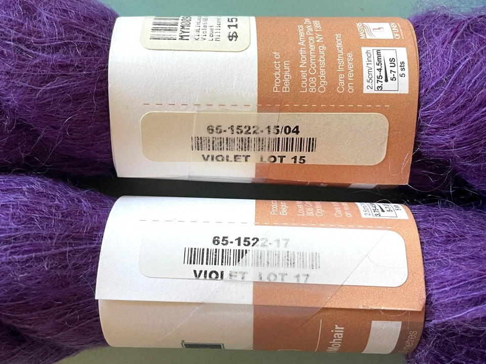 Lote de 6 / Louet KIDLIN Lino Mohair Encaje Peso Hilos - Violeta #1522 Foto 2 de 3