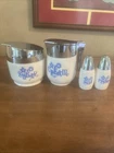 Lot Vintage Milk Glass Kitchen Gemco Morning Glory Creamer Salt And Pepper