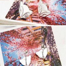 925 Sterling Silver Hypoallergenic Crystal Fox Head 8mm Stud Post Earrings P1038