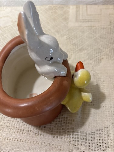 Vintage Rabbit Top Hat with Duck Planter Made in Japan Easter 1950s Kitsch - 第 4/7 張圖片