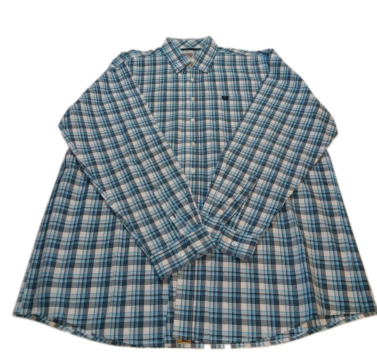 Cinch Mens Button Down Blue Plaid Casual Western Long Sleeves Size Xlarge image 3