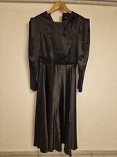 ALVINA Damen Kleid Schwarz Satin Midi A-Linie...