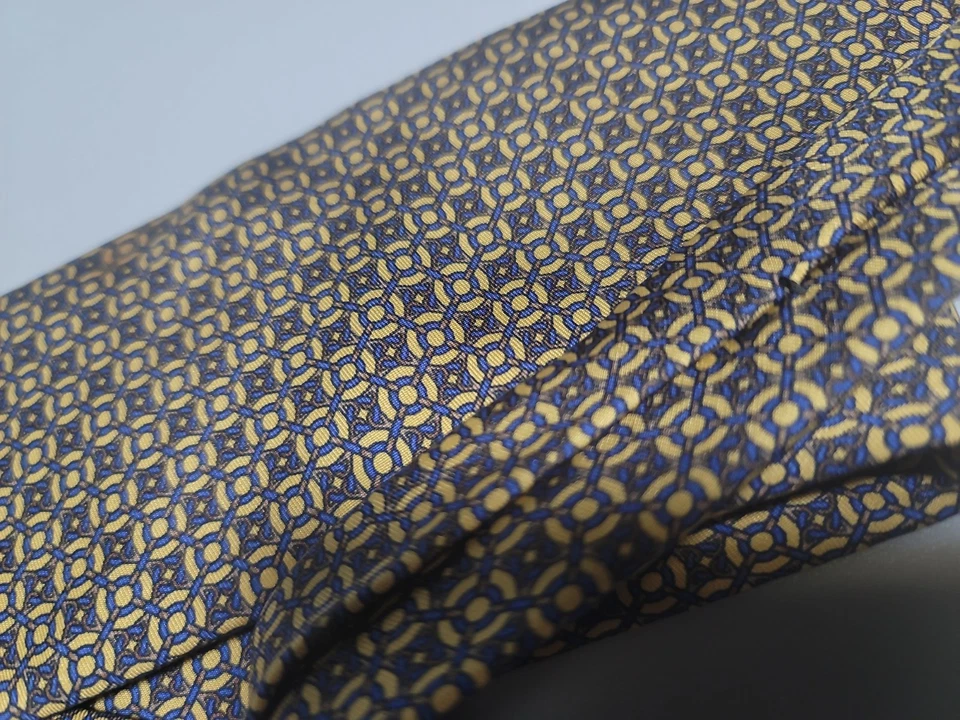 Corbata Brooks Brothers Makers 100 % seda azul amarillo hecha en EE. UU. Foto 3 de 4