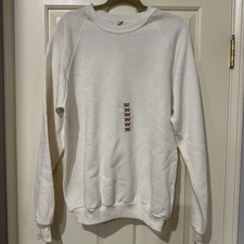 Vintage 1990s JERZEES White Crewneck Long Sleeve Blank USA Sweatshirt L NEW NWT