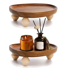 2 Pack Acacia Wood Riser for Decor, 6" Small Wood Pedestal Display Stands for...