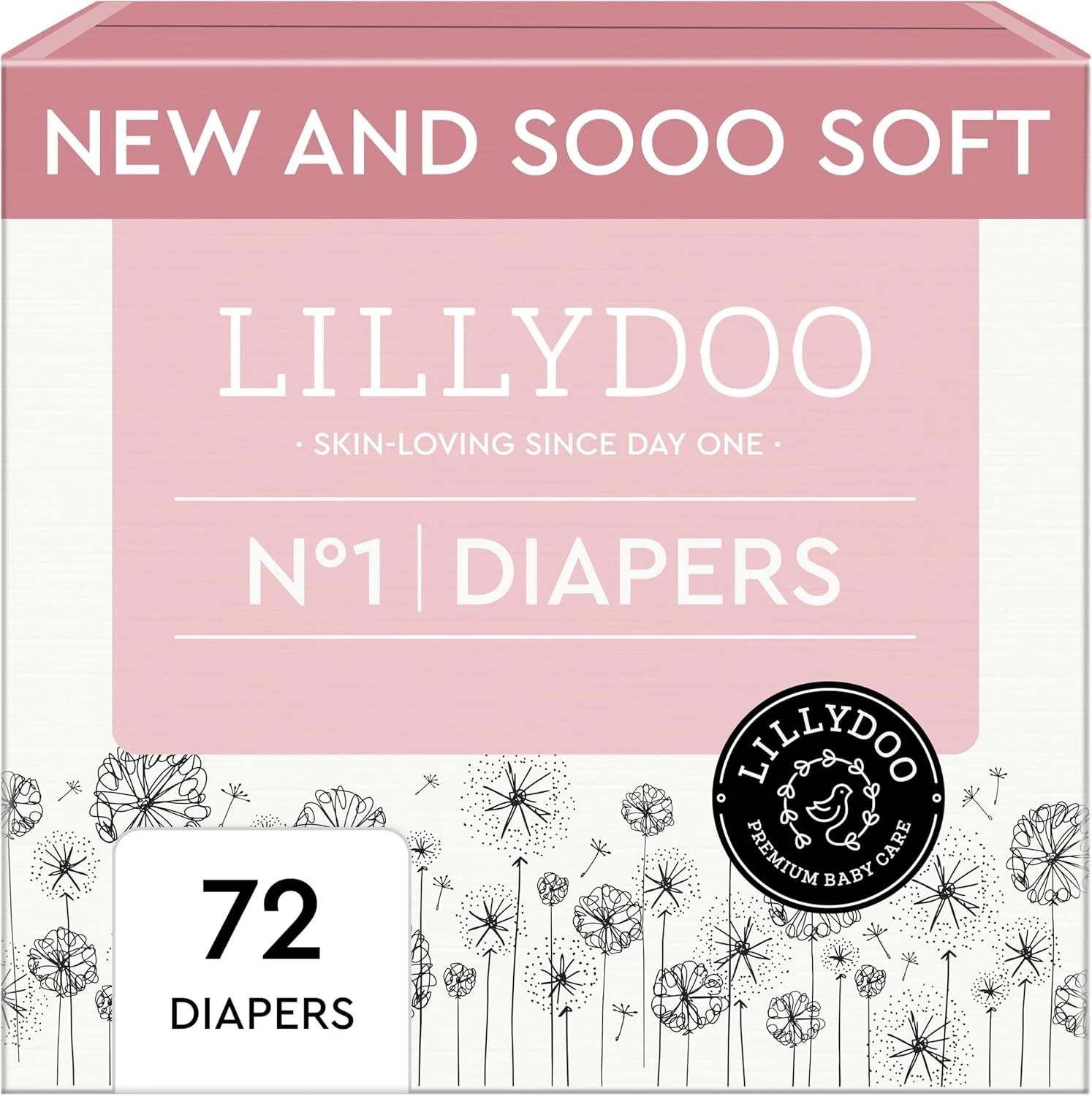 Baby Diapers - Size 1 (4-11 lbs), Half-Monthly Supply (72 Count), 1, White