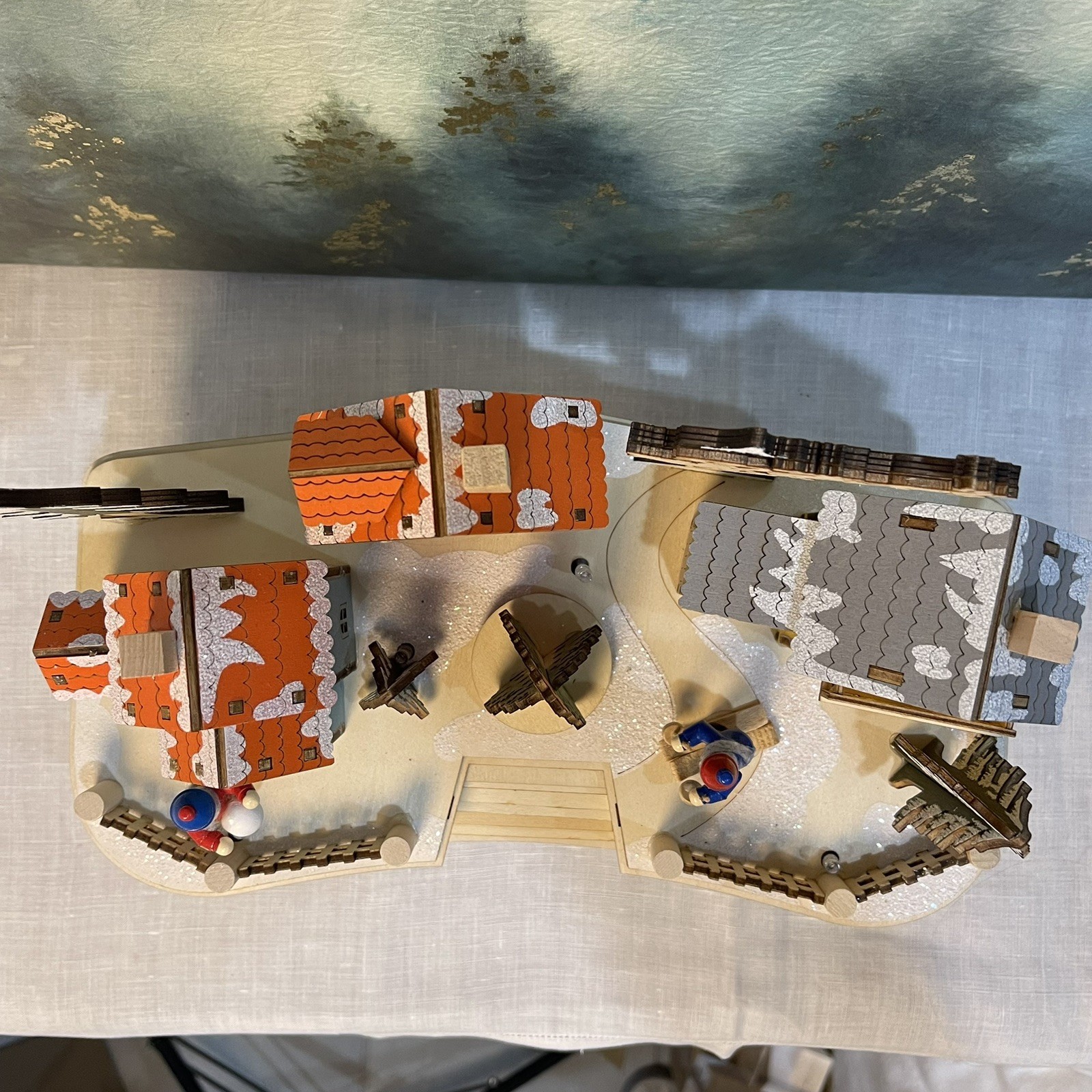 Kurt S. Adler 7" Battery Operated Musical LED Motion Village House SMALL REPAIR