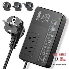 220V to 110V Voltage Converter, Power Any American Appliances in 1600W Black