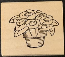 Art Impressions Pot Of Flowers Rubber Stamp D-1507