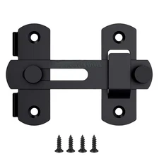 Premium Barn Door Lock- Heavy Duty 180 Degree Flip Sliding Latch Lock Black
