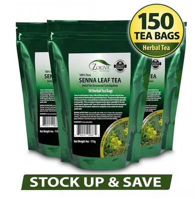 Senna Tea 150 Bags   Bulk Herbal Tea   Caffeine Free   Fresh Natural   Zokiva