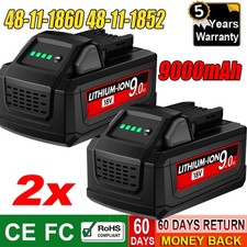 2PCS 9.0ah Battery For MILWAUKEE For M18 Cordless LITHIUM-ION Battery 6.0ah