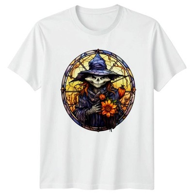 Gruselige Hexe Buntglas T-Shirt Halloween Geschenk für Sie und Ihn