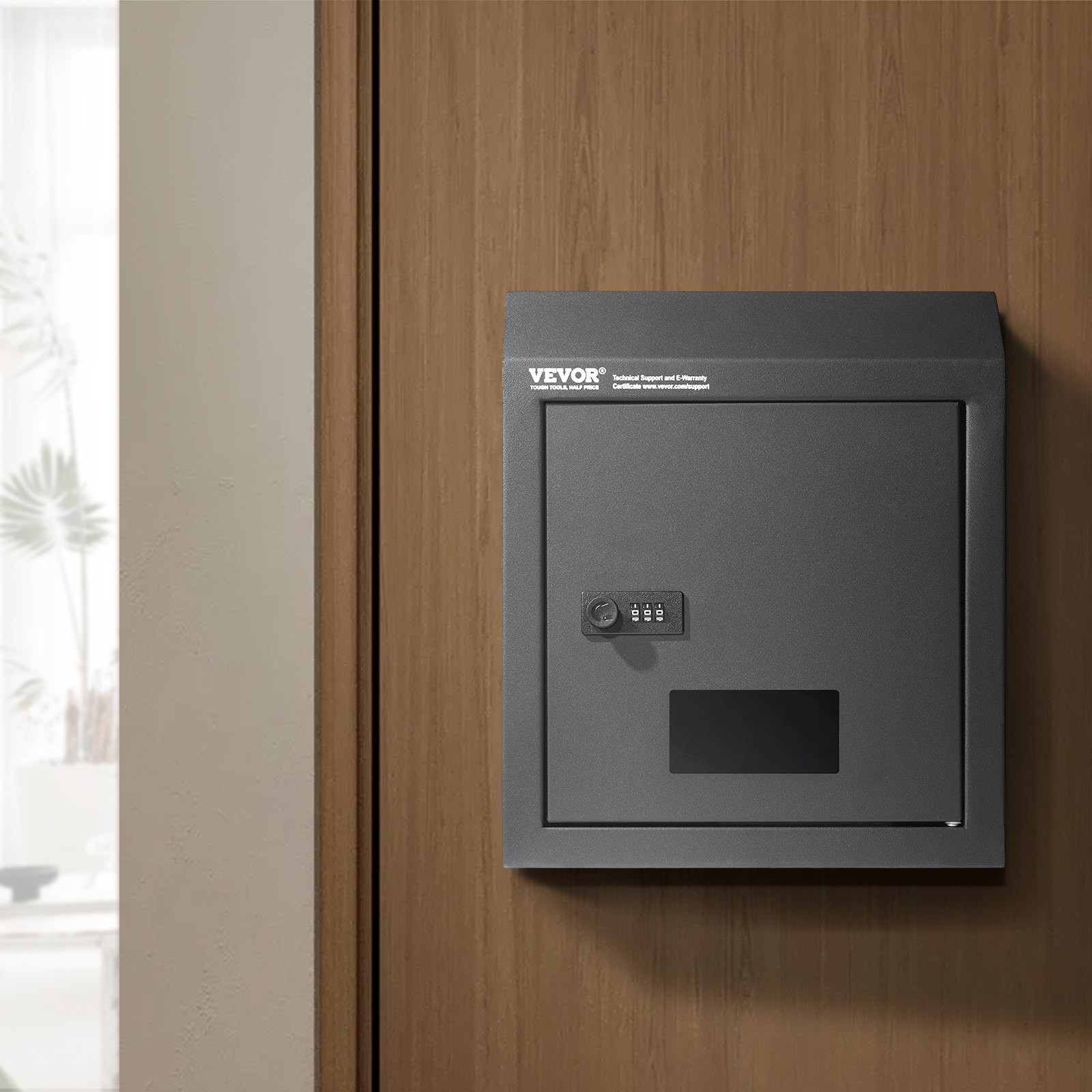 VEVOR Sturdy Metal Key Locker Combo Lock Mountable Wall 12'' Charcoal Gray Ensur