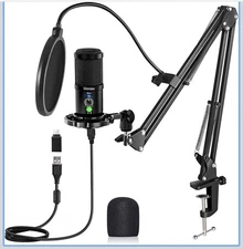 Mercase USB Microphone pour PC prêt à brancher avec MUTE Bouton