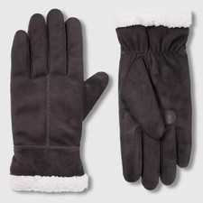 Isotoner Gloves Microsuede Touchscreen Water-Repellant Gray L/XL
