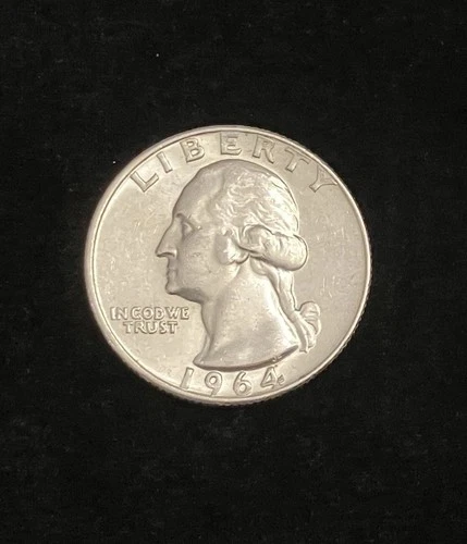 1964 Washington Quarter AU Philadelphia Mint w/90% Silver  US Coin