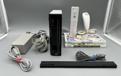 Nintendo Wii Console Bundle RVL-001 With 2 Games Tested Works