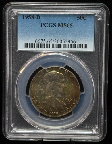 PCGS MS65 1958-D Benjamin Franklin Half Dollar 50C Silver Coin-956