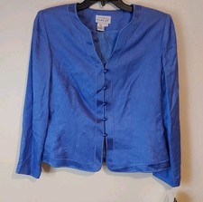 Adrianna Papell Evening Silk Beaded Jacket Sz 12 Party Blue Button Up NWT