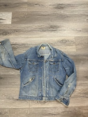 WRANGLER Blue Bell 1950s 8MZ Denim Zip-Up Vintage Blue Jacket Size