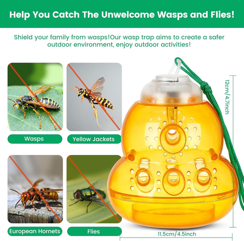 Solar Wasp Trap Outdoor Hanging, New Upgrade LED Blue Light Bee Traps Catcher, W - Picture 3 of 12