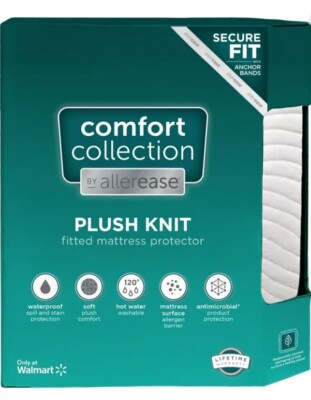 Allerease Comfort Collection Plush Knit Fitted Mattress Protector Full NIB DMG