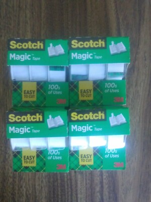 (4) 3 Packs Scotch Magic Tape Easy Cut Dispenser Clear 3/4in x 325in (12 total)