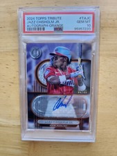 JAZZ CHISHOLM JR 2024 TOPPS TRIBUTE #TAJC AUTO ORANGE /25 PSA 10 POP 1