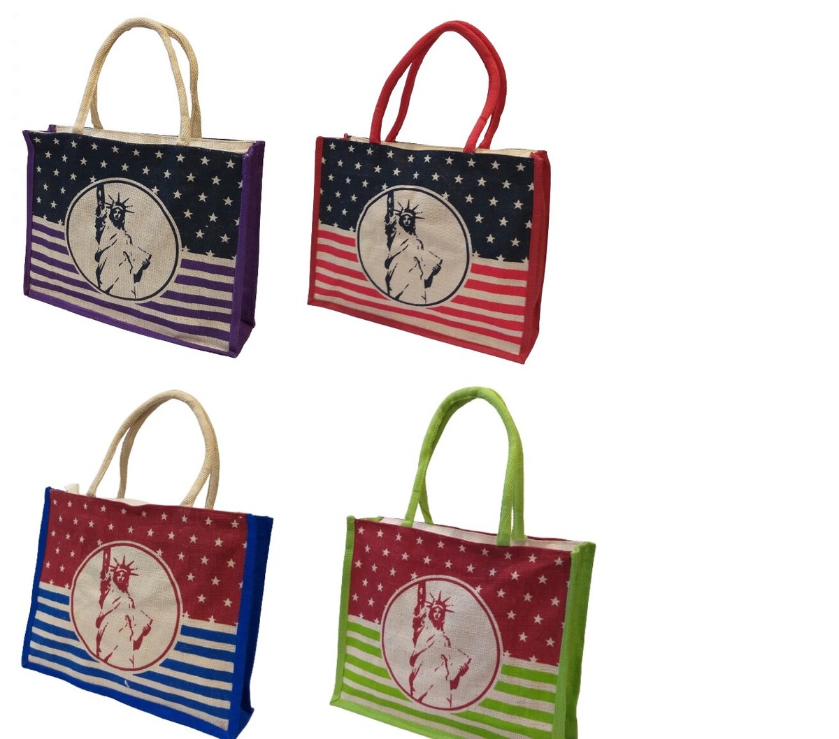 USA Statue of Liberty Zippable Jute Bag Luxury Reusable Shopping