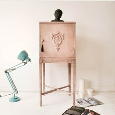 Dusty pink cocktail cabinet | Blue interior + Alice In Wonderland theme, BESPOKE