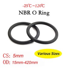 5mm Cross Section O Rings NBR Nitrile Rubber 15mm-420mm OD Oil Resistant Seals