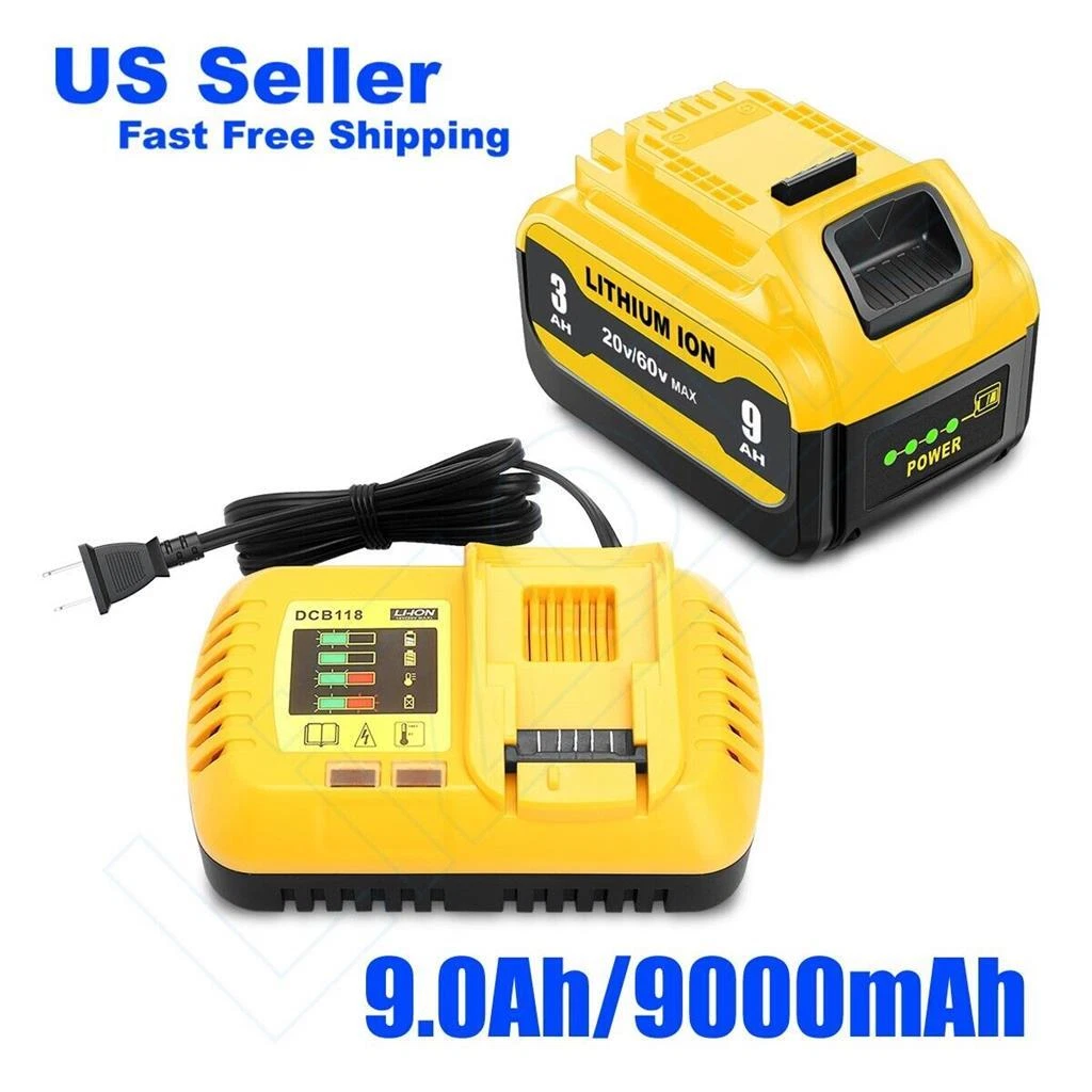Lizone 9Ah Battery and Charger Combo for Dewalt 20v 60v Max