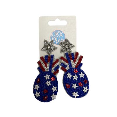NWT OBX Prep American Pineapple Beaded Drop Earrings
