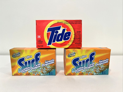 3 Vintage Tide & Surf Laundry Detergent Powder Sample Size Unopen Box ...