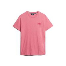 Image of Superdry Vintage Logo Embroidered T-Shirt Pink Marl MEDIUM ONLY