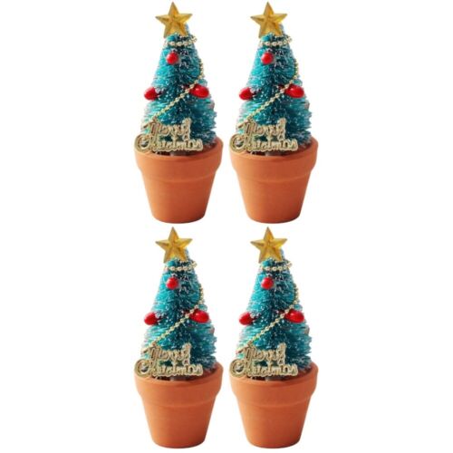  4 Pcs Mini-Weihnachtsbaumschmuck Kieferndekor Mini-Weihnachtsbäume Zubehör - Bild 1 von 12