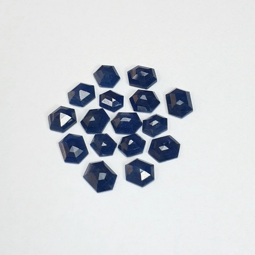 Lote de 16 piezas de piedras preciosas hexagonales de zafiro azul natural de 34,20 quilates corte escalonado 8*6 mm-10*7 mm - Vídeo 1 de 1