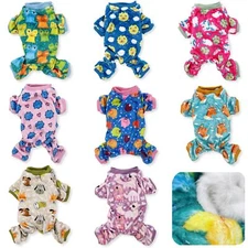 Soft Warm Dog Pajamas FLEECE Jumpsuit Cute Pet Clothes Small Medium Pet XXS - L