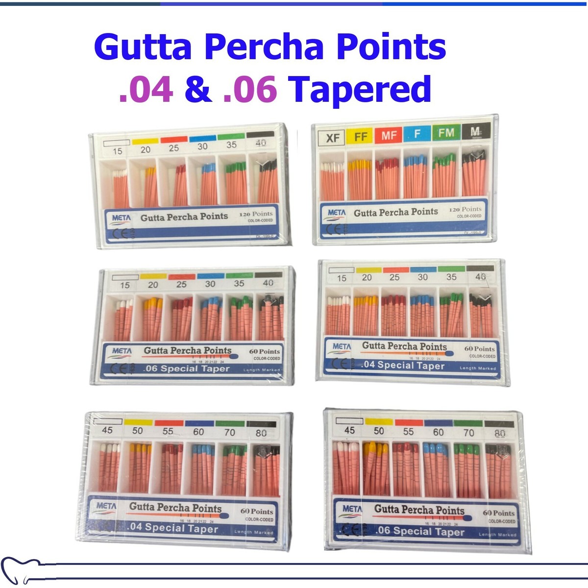 Points De Gutta-percha & Papier Absorbant Conique #15-40 - Taper 0.02/0.04/0.06
