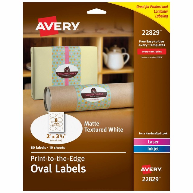 Avery Oval Labels for Laser Inkjet Printers, 2" x 31/3", 80 Labels eBay