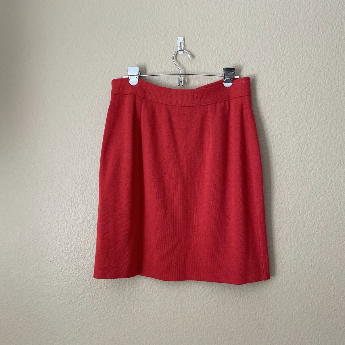 Vintage Rodier Paris Red knit Lined skirt Size Large?