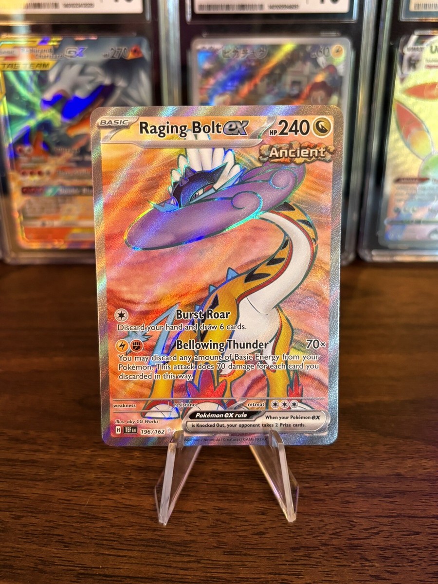 Pokmon TCG Raging Bolt ex 196/162 Full Art Holo Ultra Rare - Temporal Forces Pokmon TCG Raging Bolt ex 196/162 Full Art Holo Ultra Rare - Temporal Forces