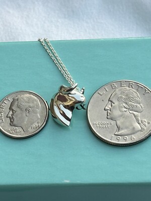 Tiffany & Co Silver Elsa Peretti Zodiac Ox Pendant Necklace