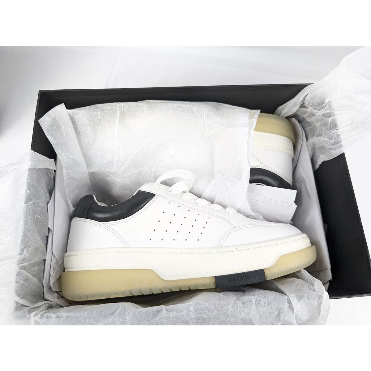 Amiri Stadium Low Top Sneakers in White/Black BNWD 46 | eBay display picture 3