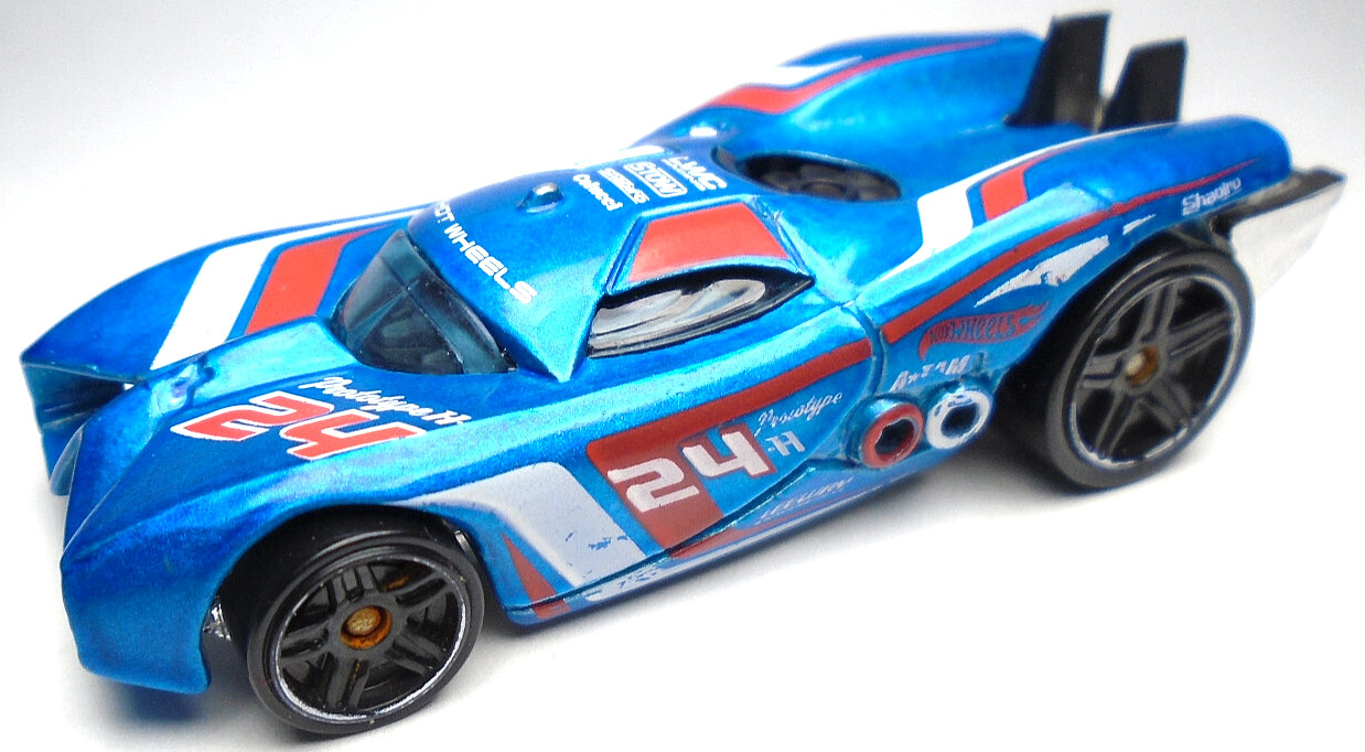 2011 HOT WHEELS THRILL RACERS PROTOTYPE H-24 BLUE DIECAST 2 7/8" CAR W RED WHITE