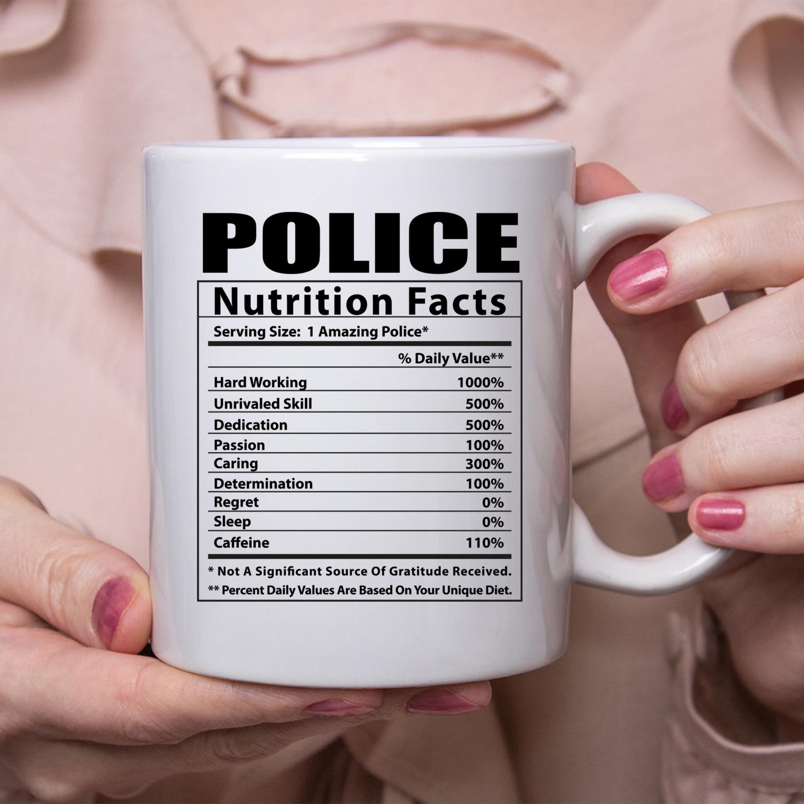 Funny Police Nutritional Facts White Coffee Mug