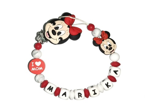 Catenella Portaciuccio Bambina Minnie Con Nome in Silicone Personalizzata Bimba - Foto 4 di 11